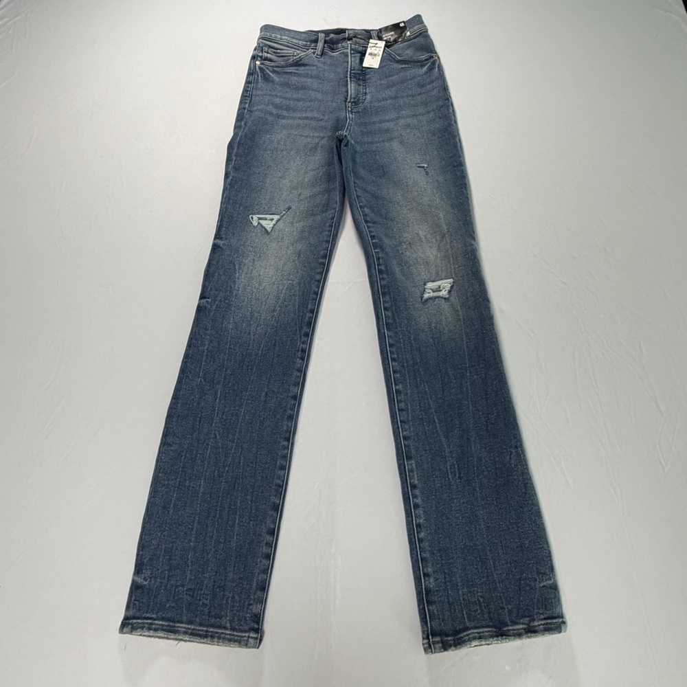 Express Women’s Mid Rise Ripped Skyscraper Size 4Reg Jeans ‘90’s Slim Super High